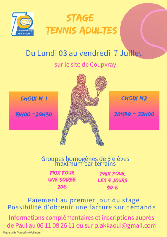 Stages Vacances été 2023 TCCVE Tennis Club Coupvray Chessy Val d Europe